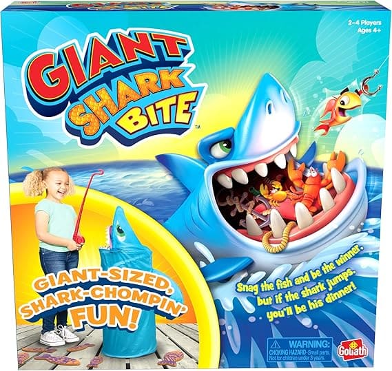 Pressman Goliath Giant Shark Bite Game - Snag Fish from Shark Before He Jumps Up